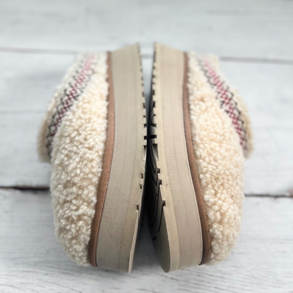UGG Women's Platform Tazz Shearling Slippers Natural US 8 BRAID Ivory Red Fur - Picture 10 of 16